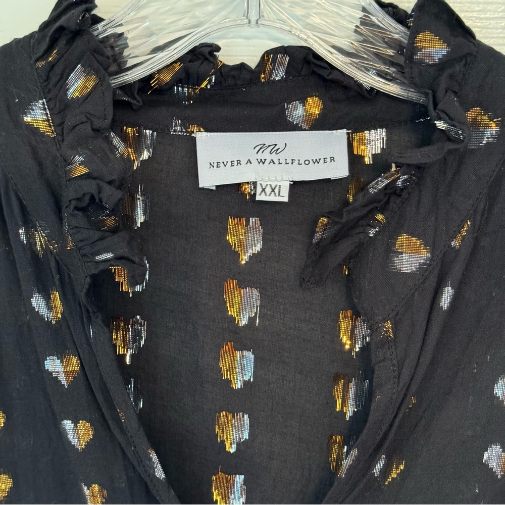 Never A Wallflower Black Heart of Gold High Neck Dress XXL - Picture 11 of 13